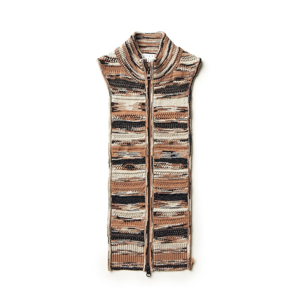 Veronica Beard Trinity Dickey One Size Brown Tan Cream Black Knit Mock Neck Chic